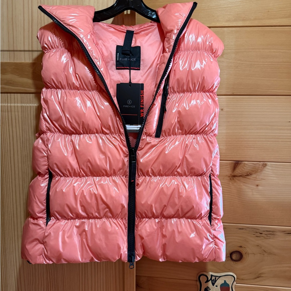 Bogner Shiny Pink Puffer Vest hooded